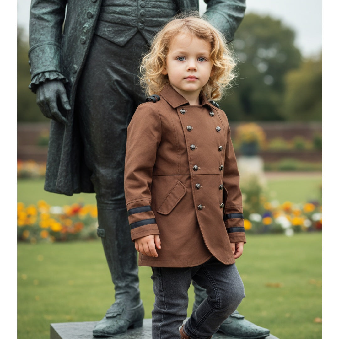 Gabardina formal infantil estilo militar vintage para niños de 3 a 9 años en algodón