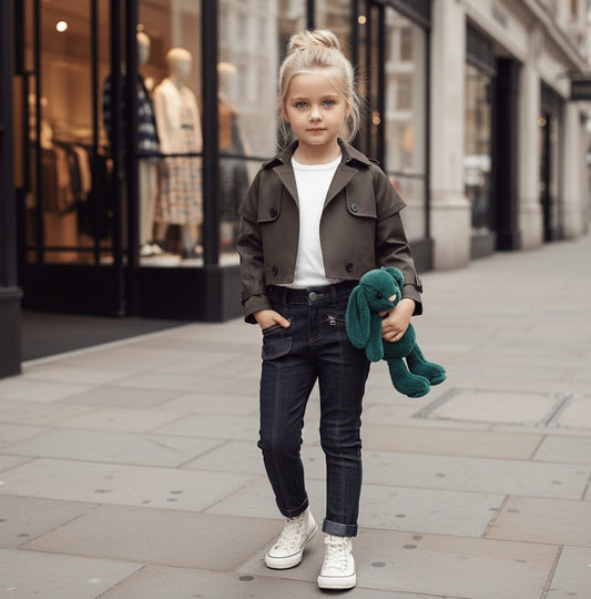 Gabardina corta ligera para niña de 4 a 14 años, ideal primavera y verano